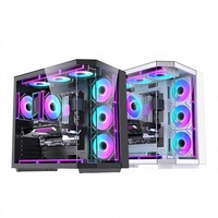 Kamar Melengkung dengan Pemandangan Laut ATX Vertical Chassis 360 Pendingin Air Kaca Tempered Port USB 3.0 di Depan Komputer Kafe Internet E-sports