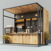 Kiosque à café mobile en bois pour l'extérieur, décoration, mobilier de café, chaises et tables, design d'intérieur, solution pour café