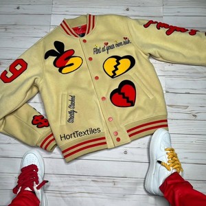 Veste universitaire en coton de haute qualité pour hommes Logo brodé manches véritables décontracté Style de rue hiver - Product Image 1