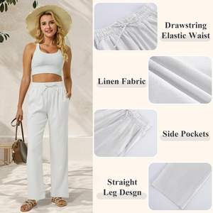 2025 femmes été décontracté deux pièces Shorts ensemble au-dessus du genou taille XS tenues en lin - Product Image 1