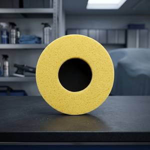 Éponge de ponçage ronde Rokamat avec trou central, outil abrasif jaune, modèle 48800, pour la finition des surfaces - Product Image 3