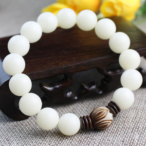 Pulsera de Raíz de Bodhi Blanca de 12 mm, Jade Blanco Natural con Patrón de Flor Redonda, Estilo Étnico, Joyería de Regalo, Origen Hangzhou, PTG1006 - Product Image 2