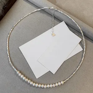 Original Design Through Metal S925 Sterling Silver Natural Baroque Freshwater Pearl Necklace For Women