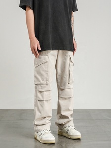 Abbigliamento da strada con etichetta personalizzata Drop Ship Stock Stock di Jeans a zampa d'<span class=keywords><strong>uomo</strong></span> <span class=keywords><strong>neri</strong></span> impilati - Product Image 4