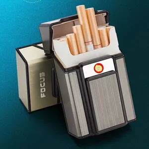 2023 hot selling Portable Wholesale Heating Charging Cigarette Case Box with USB Coil lighter
