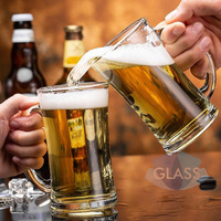 Logo personalizzato birra a buon mercato promozionale di grandi dimensioni trasparente all'ingrosso grande tazza di vetro boccale di birra