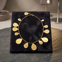 Collier vintage fait main en laiton plaqué or 18 carats, motif goutte d'eau, pour femme, idéal pour les occasions spéciales et les mariages