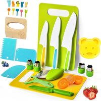 Ensemble de cuisine pour enfants de 31 pièces avec outils d'apprentissage précoce, sûr pour les petites mains, cuisine de simulation en plastique