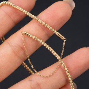 Bracelet élastique en or massif 18 carats Xinfly, perles facettées étincelantes, coupe diamant, bracelet flexible AU750, diamant naturel, bijoux fins - Product Image 2