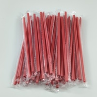 Pailles en plastique jetables roses et rouges