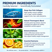 Collagène de Poisson des Grands Fonds en Poudre avec Vitamine C et Antioxydants, Faible Teneur en Sucre, Naturel, 500g, pour le Soutien de la Beauté des Femmes Adultes
