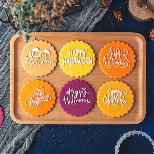 Happy Halloween bat spider web stamp pop out embosser Baking cake tool fondente cookie cutter