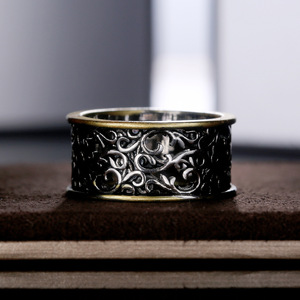 Anello da Uomo Vintage in Lega con Motivo Traforato, Gioiello Creativo in Stile Europeo, Moda per Uso Quotidiano, Idea Regalo - Product Image 5