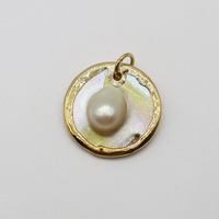Pendentif coquille d'eau de mer naturelle 15mm-20mm bord plaqué or monotrou bijoux vintage bricolage avec miroir coquille