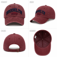 Casquette Dad Hat Vintage Délavée Non Structurée en Coton à Six Panneaux avec Broderie de Lettres Réglable 56-62cm Logo Personnalisé Vente en Gros OEM Faible MOQ