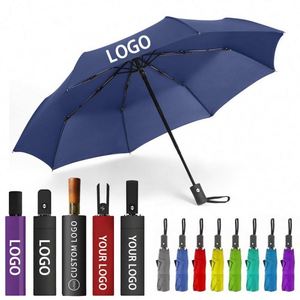 Promotional Classic Folding Umbrella Custom Logo Fully-Automatic Opening Fiberglass <b>Frame</b> Windproof Design Business Gifts 190T - Product Image 1