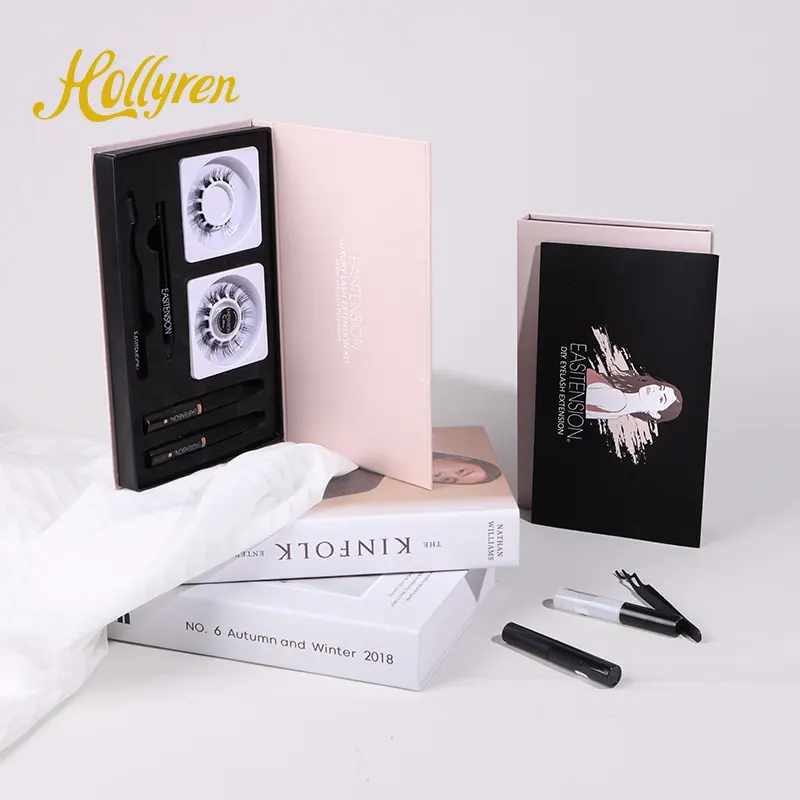 Hollyren Self-Application Diy Lash Kit Private Label Eyelash Cluster 3D Effect Segmented Mink Lash Extension With Diy Lash Glue