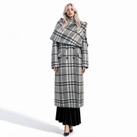 Manteau en laine pour femme - Élégant manteau long d'hiver à double boutonnage, chaud, imperméable, réversible, col en écharpe, logo personnalisé pour le bureau