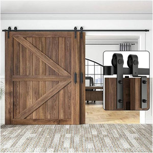 Puertas correderas de doble contenedor de acero al carbono de <span class=keywords><strong>madera</strong></span> maciza de estilo antiguo Compartimiento de almacenamiento interior de tamaño personalizado puertas correderas de Granero - Product Image 4