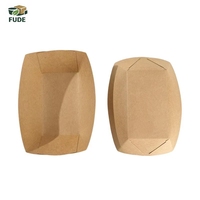 Plateau rectangulaire en papier kraft brun écologique, imperméable et jetable pour la restauration en gros