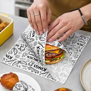 Papier d'emballage alimentaire imprimé sur mesure, résistant à la graisse, en gros, papier d'emballage alimentaire jetable, papier pour hamburger et sandwich - Product Image 2