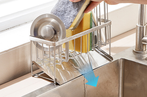 Organizzatore per <span class=keywords><strong>Spugne</strong></span> da <span class=keywords><strong>Cucina</strong></span> in Acciaio Inox 304, Portaspugne Lungo con Spazzola per Piano di Lavoro - Product Image 5