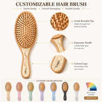 Nouvelle brosse à cheveux démêlante en bambou et acétate vintage avec logo personnalisé, picots en bois, massage du cuir chevelu, cadeau personnalisé - Vente en gros Newyeah