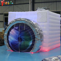 Cabine photo gonflable noire personnalisée à 360 degrés avec éclairage LED et souffleur interne, modèle de tente pour fêtes d'anniversaire