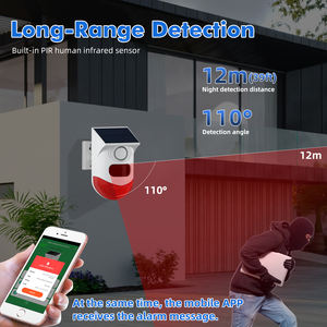 Tuya sirene surya WIFI cerdas, sirene keamanan Sensor gerakan lampu keamanan <span class=keywords><strong>PIR</strong></span> nirkabel luar ruangan dengan <span class=keywords><strong>Remote</strong></span> - Product Image 4