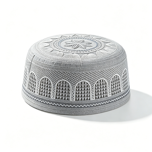 Gorro Islámico Kufi Bordado para Hombre, Gorro de Oración Musulmán de Algodón Premium, Gorro Transpirable con Patrón Geométrico para Ramadán y Eid - Product Image 3