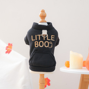 Ropa para Mascotas PETCIRCLE para Primavera y Otoño, Sudadera de Tela Negra con Bordado de Letras en el Bolsillo para Perros Pequeños y Cachorros, Disfraz de Halloween - Product Image 5