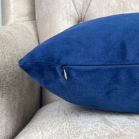 Housse de coussin carrée en velours doux bleu marine 18x18 pouces, vierge pour broderie