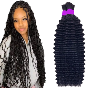 Extensiones de Cabello Virgen de Grado 10A, 100% Cabello Humano para Trenzas, Cabello Brasileño con Doble Trama, Sin Procesar, Rizado, Negro, para Mujer - Product Image 3