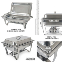 Réchaud de buffet rectangulaire professionnel en acier inoxydable 410 de qualité alimentaire, 9 L, alimenté au combustible, équipement de maintien au chaud des aliments