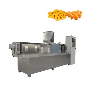 Máquina extrusora de acero inoxidable, equipo de procesamiento de snacks de maíz expandido de harina de trigo