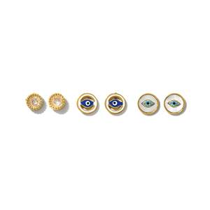 Boucles d'oreilles tendance en acier inoxydable 316L plaqué or PVD, motif œil porte-bonheur, bijoux pour femmes - Product Image 1