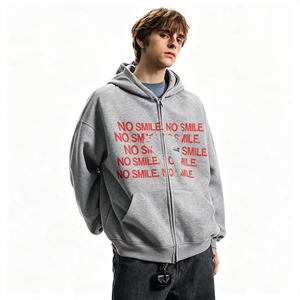2026 Men's Heavyweight Streetwear Zip-Up <strong>Hoodie</strong> - American Retro Contrast Letter Print Jacket, Oversized Casual Hooded Cardigan - Product Image 3