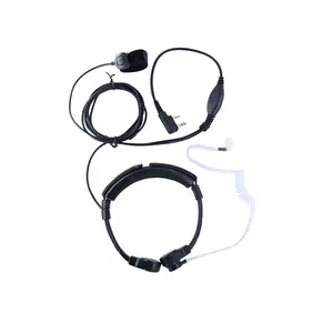 two way radio throat mic microphone headset with finger ptt tactical acoustic tube walkie talkie earpiece