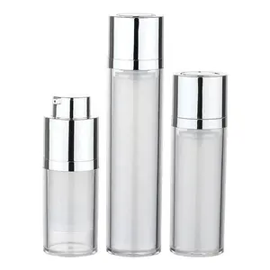 empty BPA free silver luxury acrylic twist up cosmetics airless pump bottle 50 ml