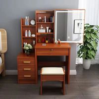 Table de toilette de luxe intégrée avec miroir coulissant, coiffeuse pour petite chambre