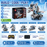 Bloques de Construcción STEM, Set de Dinosaurios a Control Remoto 5 en 1, Robot Programable RC, Juguete Educativo Creativo y Personalizable