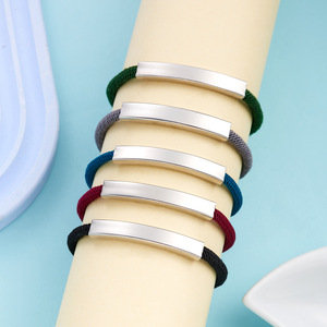 Jiojew personalizado al por mayor moda Retro delicado cierre de acero inoxidable ajustable <span class=keywords><strong>Papa</strong></span> en blanco hecho a mano tejido encanto geometría pulseras - Product Image 3