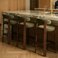 Meubles de salle à manger de style vintage français, couleur personnalisable, tabouret de bar en bois massif, chaise haute avec dossier pour bar à domicile