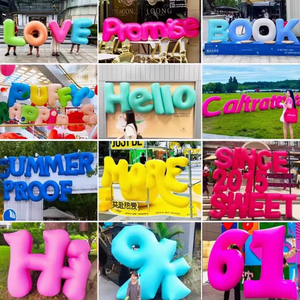 Logo publicitaire gonflable, lettres gonflables colorées avec lumières, mur gonflable géant de haute qualité pour la <span class=keywords><strong>promotion</strong></span> d'événements de marque - Product Image 3