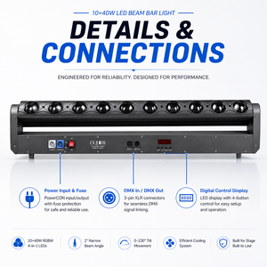 ไฟ LED เมทริกซ์10X40W 500W RGBW <span class=keywords><strong>2</strong></span>ลำแสง230 DMX512เอียง RDM 6โหมด IP20 Ra95อลูมิเนียม + พลาสติกสำหรับเวทีคอนเสิร์ต - Product Image 2