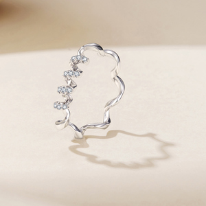 Modern Twisted <b>Silver</b> Plated Eternity Band <b>Ring</b> With <b>Cubic</b> <b>Zirconia</b> Pave Setting For Women Engagement Jewelry - Product Image 2