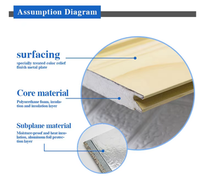 Panneau sandwich en métal sculpté, âme en Aluzinc PU, imperméable, isolation thermique et phonique, résistant au feu, <span class=keywords><strong>design</strong></span> contemporain gaufré - Product Image 5