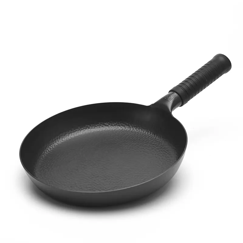 2023 Hot atacado excelente qualidade baixo preço aço carbono material antiaderente wok pan tem uma alça com camada de isolamento
