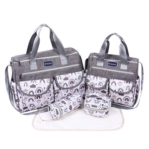 Conjunto de <span class=keywords><strong>bolsa</strong></span> de <span class=keywords><strong>maternidad</strong></span> con estampado de arcoíris, tela Oxford, impermeable, expandible, bolso de hombro para mujer, suministros prenatales y posparto - Product Image 2