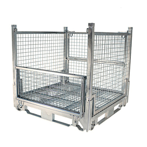 Công suất cao tùy chỉnh thép xe nâng lưu trữ lồng container nửa mở cửa trước tấm cơ sở số lượng lớn mạ kẽm có thể gập lại giá - Product Image 1